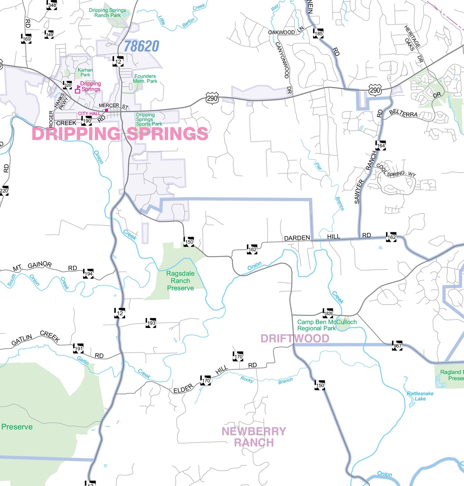 Austin Regional Area Major Arterial Wall Map