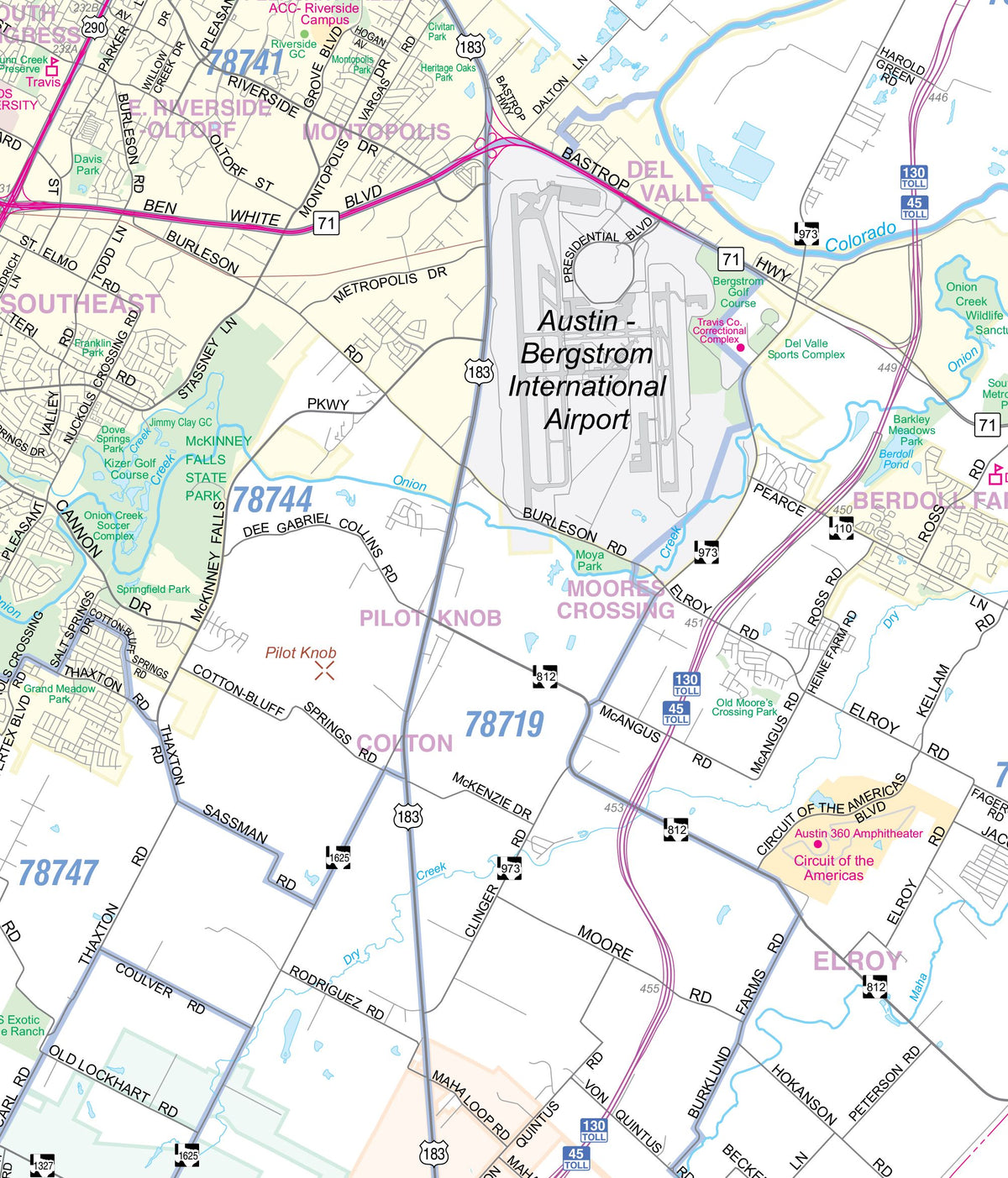 Austin Regional Area Major Arterial Wall Map