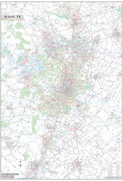 Austin Regional Area Major Arterial Wall Map