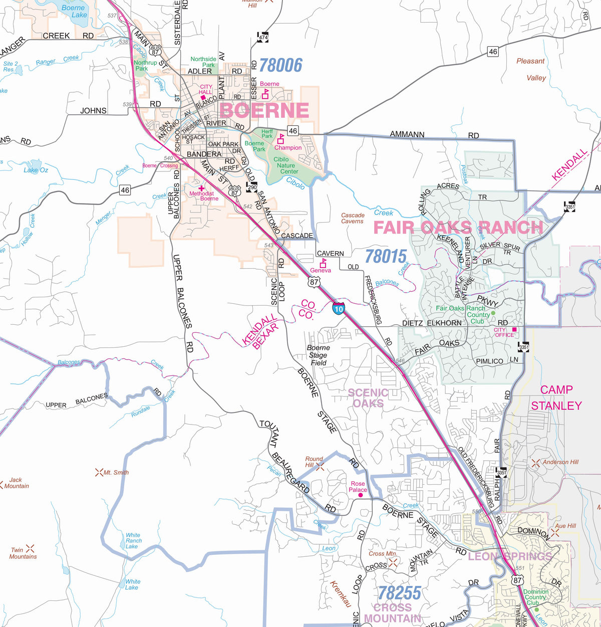 San Antonio Regional Area Major Arterial Wall Map