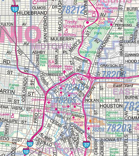 San Antonio Regional Area Major Arterial Wall Map