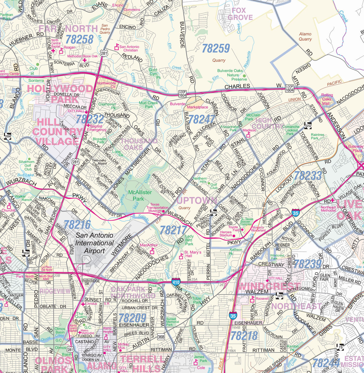 San Antonio Regional Area Major Arterial Wall Map