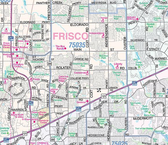 Collin County Major Arterial Wall Map