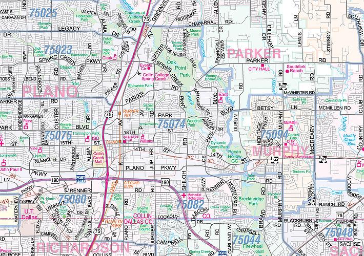 Collin County Major Arterial Wall Map