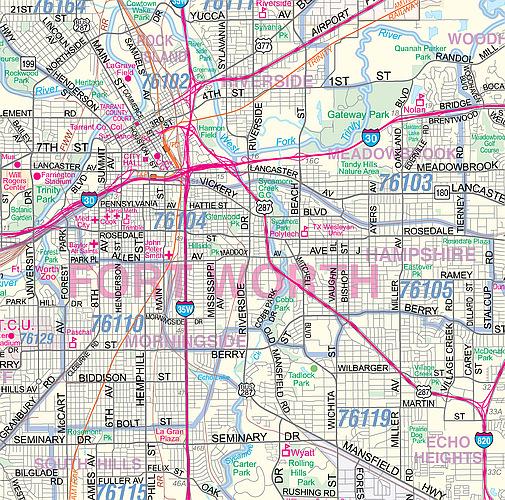 Tarrant County Major Arterial Wall Map