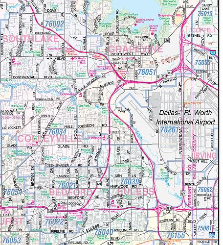 Tarrant County Major Arterial Wall Map