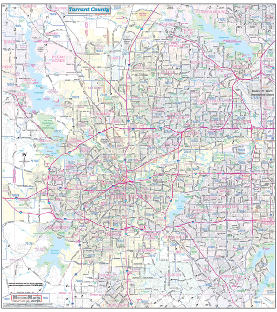 Tarrant County Major Arterial Wall Map – Texas Map Store