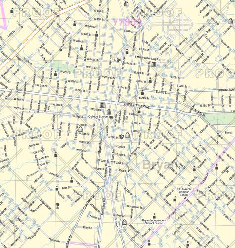 Bryan/College Station Wall Map by Map Sherpa
