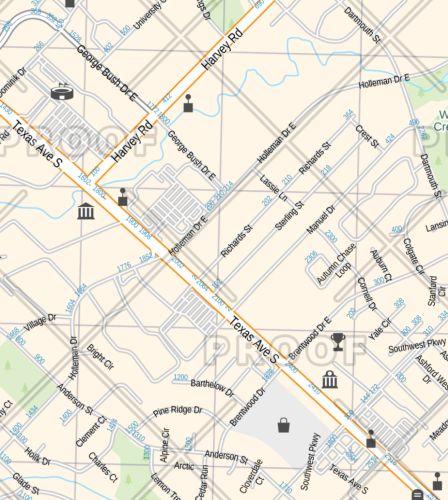 Bryan/College Station Wall Map by Map Sherpa