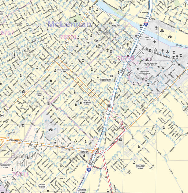 Waco Wall Map by Map Sherpa – Texas Map Store