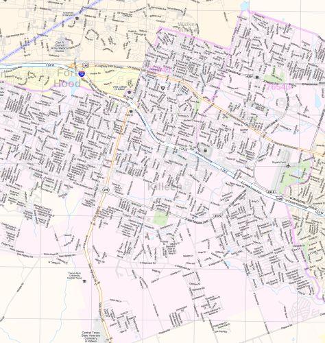 Temple Belton Killeen Wall Map by Map Sherpa
