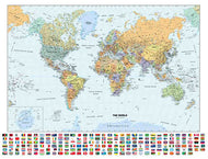 Classic World Wall Map with Flags by Globe Turner