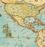 Antiqued World Wall Map