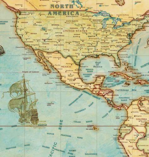 Antiqued World Wall Map