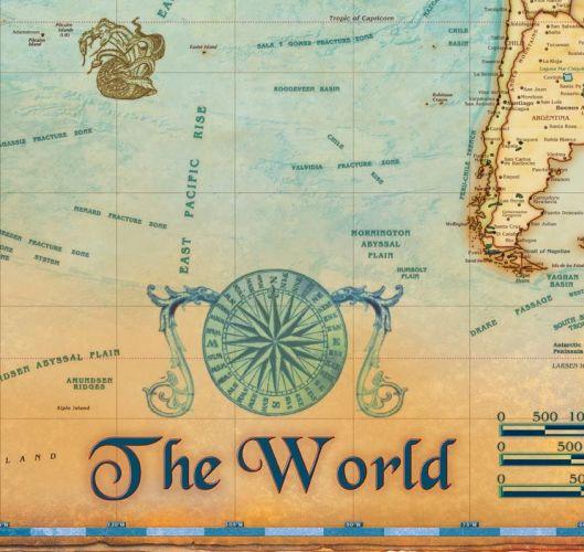 Antiqued World Wall Map