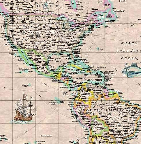 World Antique-Look Wall Map by Kappa Map Group