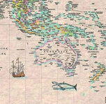 World Antique-Look Wall Map by Kappa Map Group