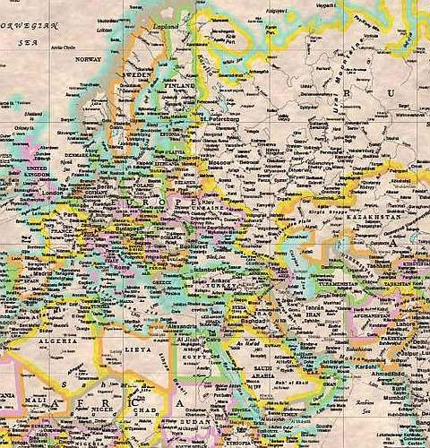 World Antique-Look Wall Map by Kappa Map Group