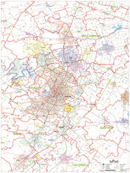 Greater Austin Area Major Arterial Wall Map by True North Publishing
