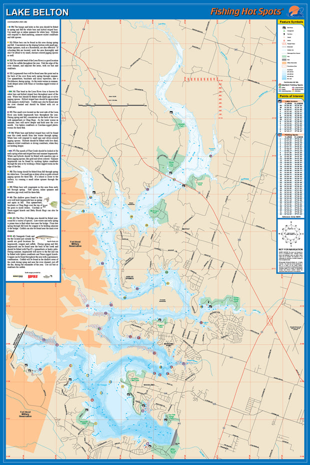 Belton Lake fishing map