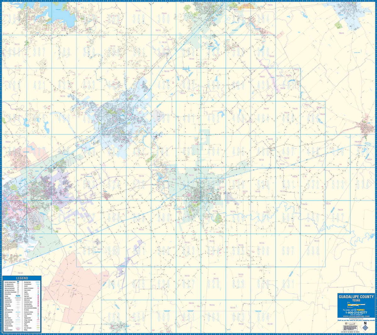Guadalupe County Wall Map by Mapsco