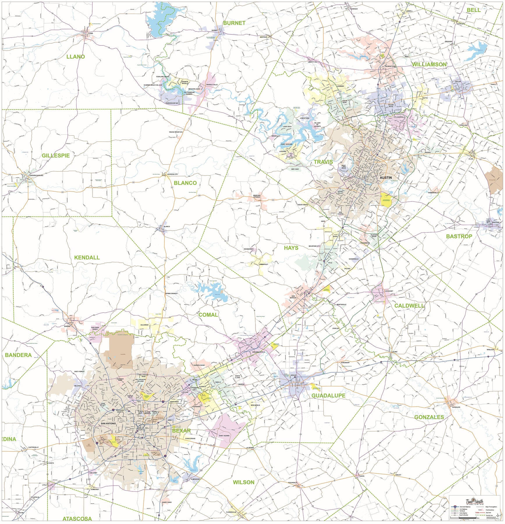 San Antonio Major Arterial Wall Map by MetroMaps – Texas Map Store