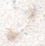 Greater Austin & San Antonio Metro Area Major Arterial Wall Map by True North Publishing