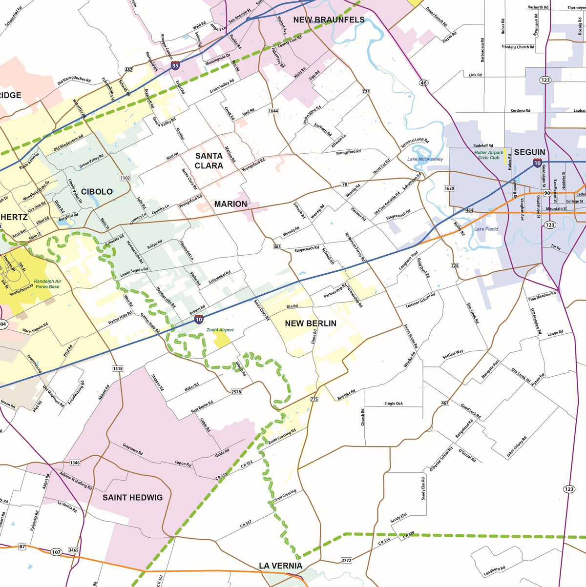 Greater San Antonio Area Major Arterial Wall Map by True North Publishing
