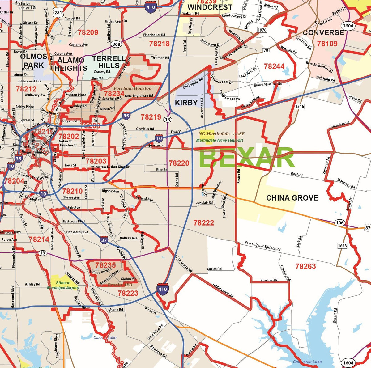Greater San Antonio Area Major Arterial Wall Map by True North Publishing