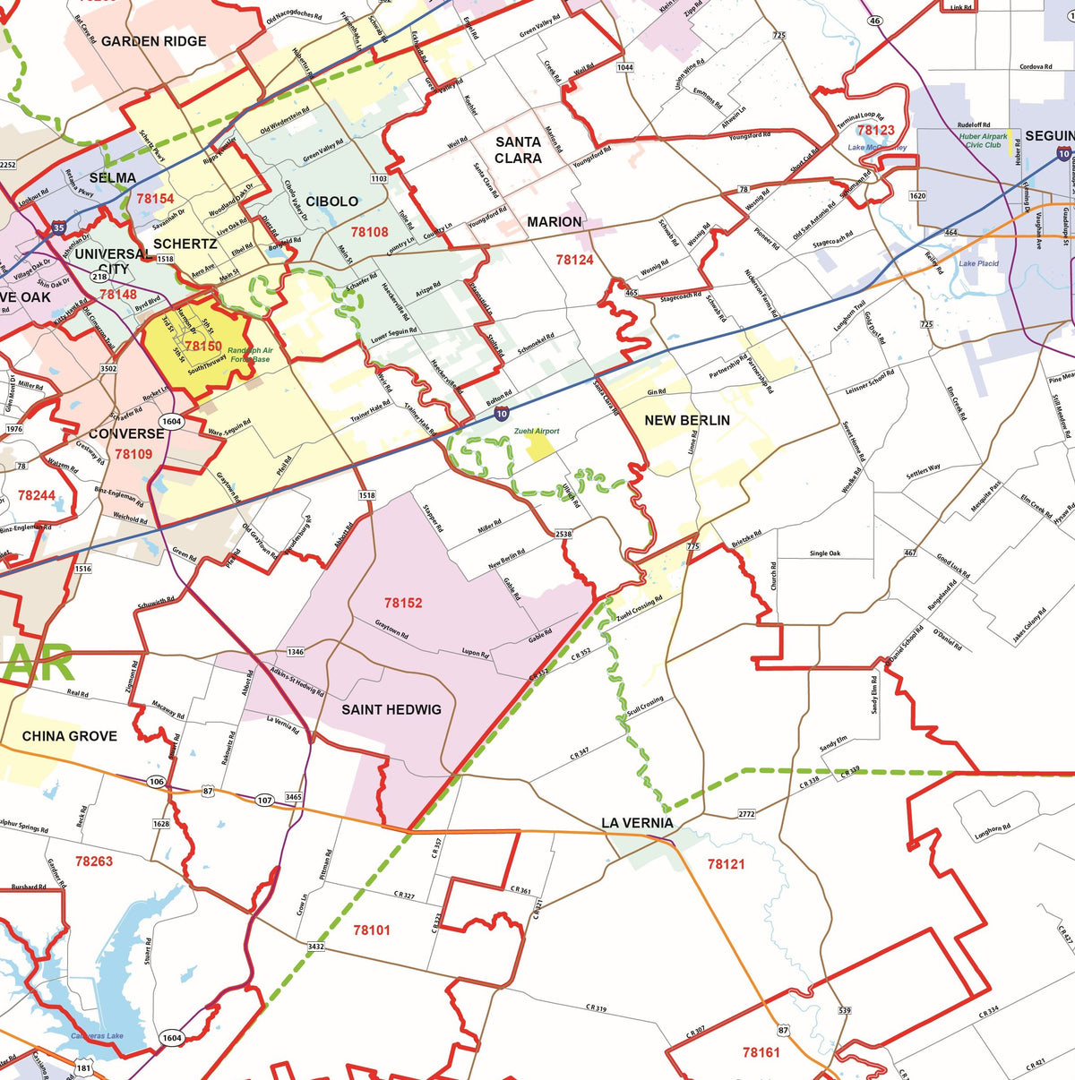 Greater San Antonio Area Major Arterial Wall Map by True North Publishing