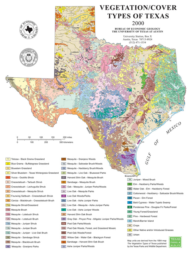 Vegetation/Cover Types of Texas Poster