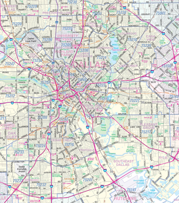 Dfw Area Code Map Dallas/Ft. Worth & North Texas Wall Maps – Texas Map Store